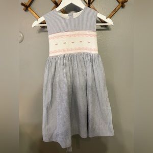 Strasburg Smocked floral seersucker Cotton Dress Girls Special Occasion